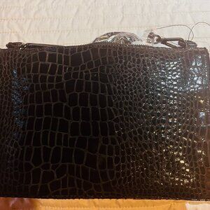 I.N.C. Slim black snakeskin clutch